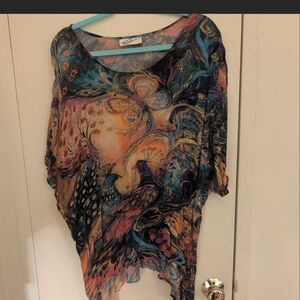 Colorful Women's Top with Peacock Design